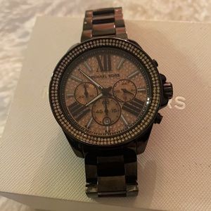 Michael Kors Gunmetal Tone Band /Rose Gold Face -
